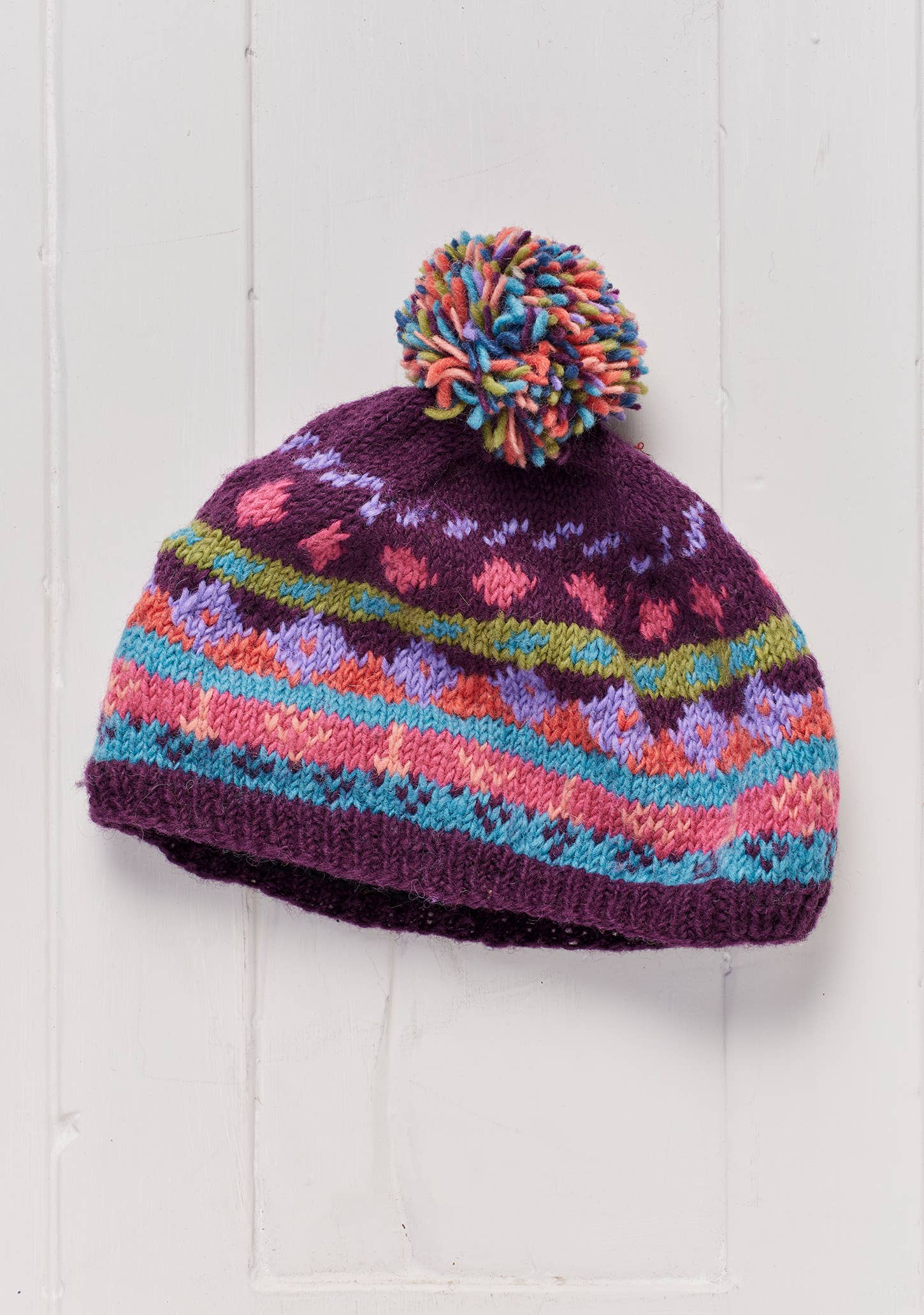 Namaste - Wholesale Beanie – Women's - Shivalaya Pompom Beanie Hat, handknit, fleece lined