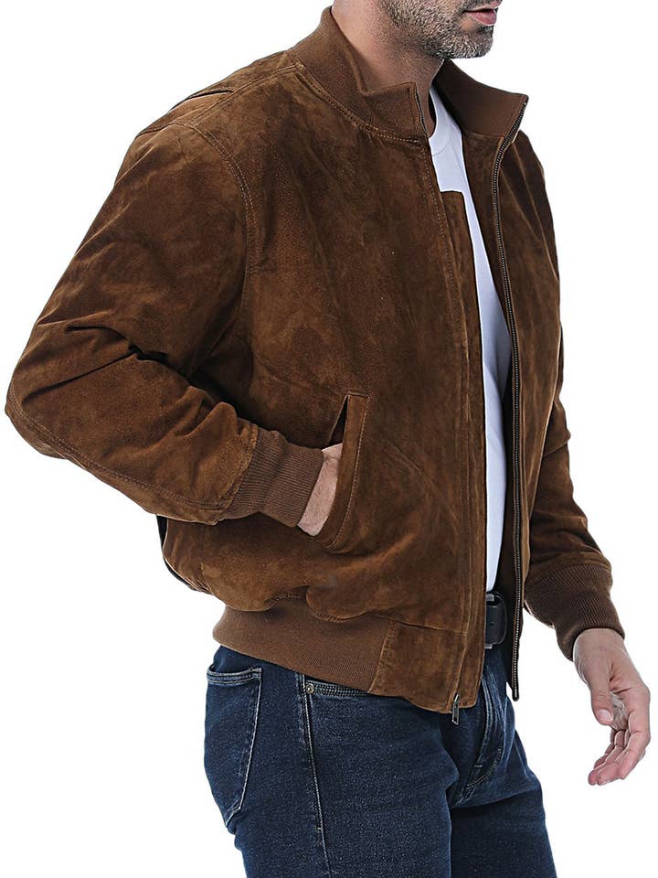 Tobacco Landing Leathers Men WWII Suede Leather Tanker Jacket for wholesale on Faire