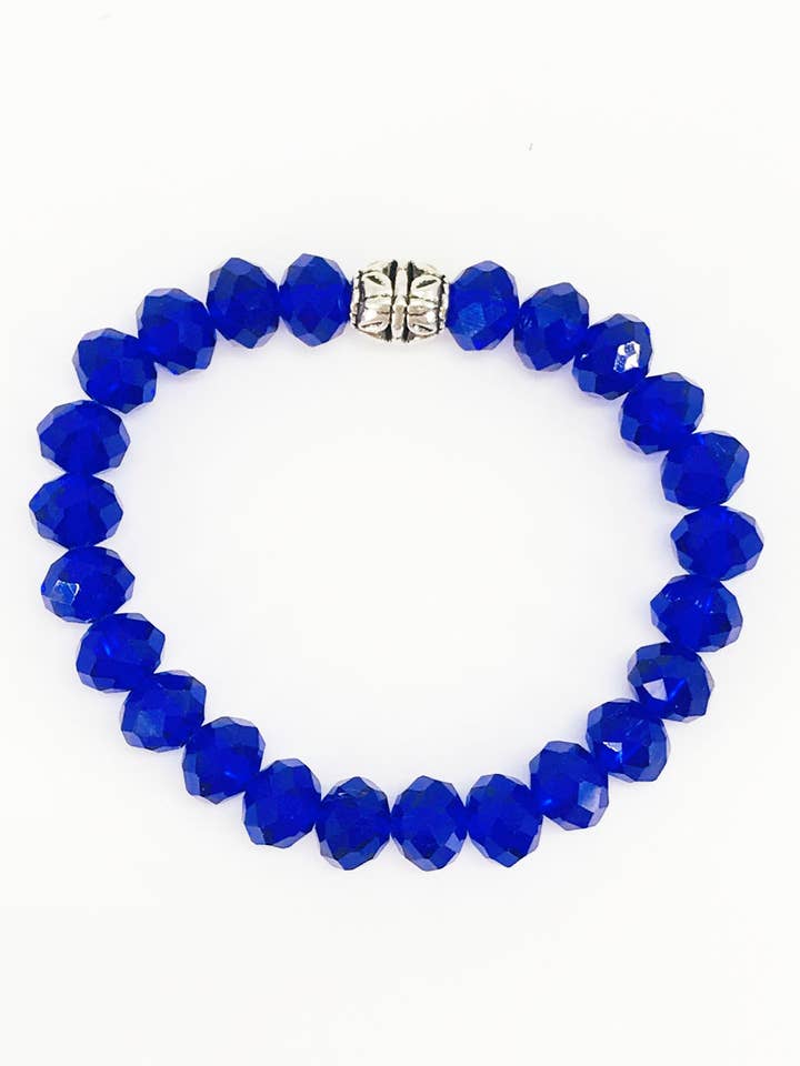 Dark Blue Glass Bead Stretchy Bracelet for wholesale by Magnolia & Peach Jewelry Boutique, LLC