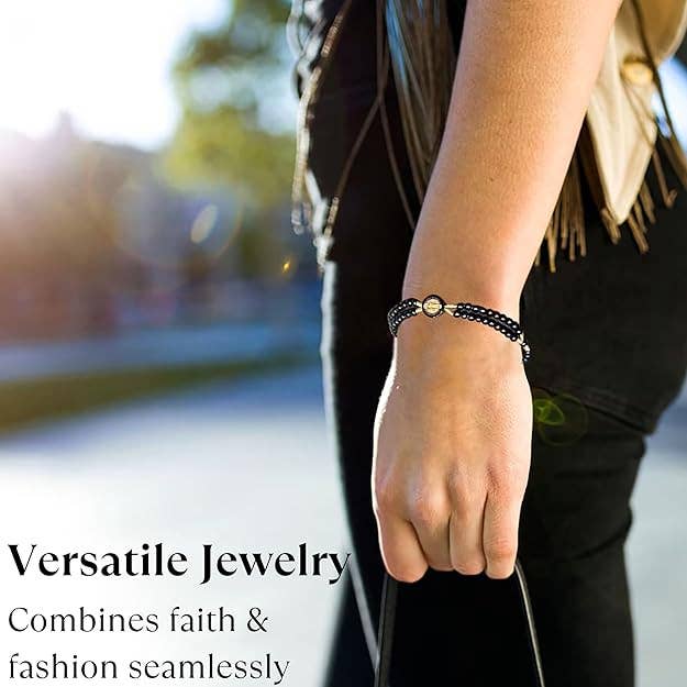 Catholica Shop - Wholesale Prayer Beads Bracelet - St Benedict Black Wood Rosary Bracelet – 4mm Beads5