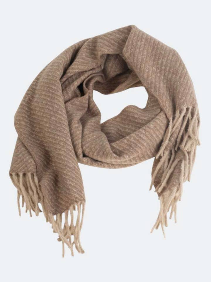 WOOL BLEND SCARF, BEIGE COLOR 1a for wholesale by Kbas
