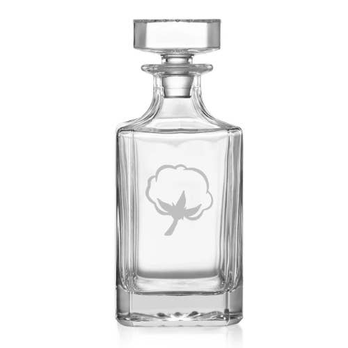Cotton Blossom Etched Glass Whiskey Decanter for wholesale by Honeysuckle Home