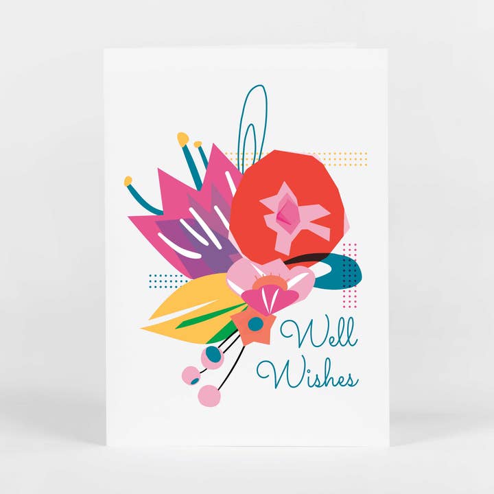 Potluck Press - Wholesale Everyday Greeting Card - Well Wishes Geometric Floral Card0