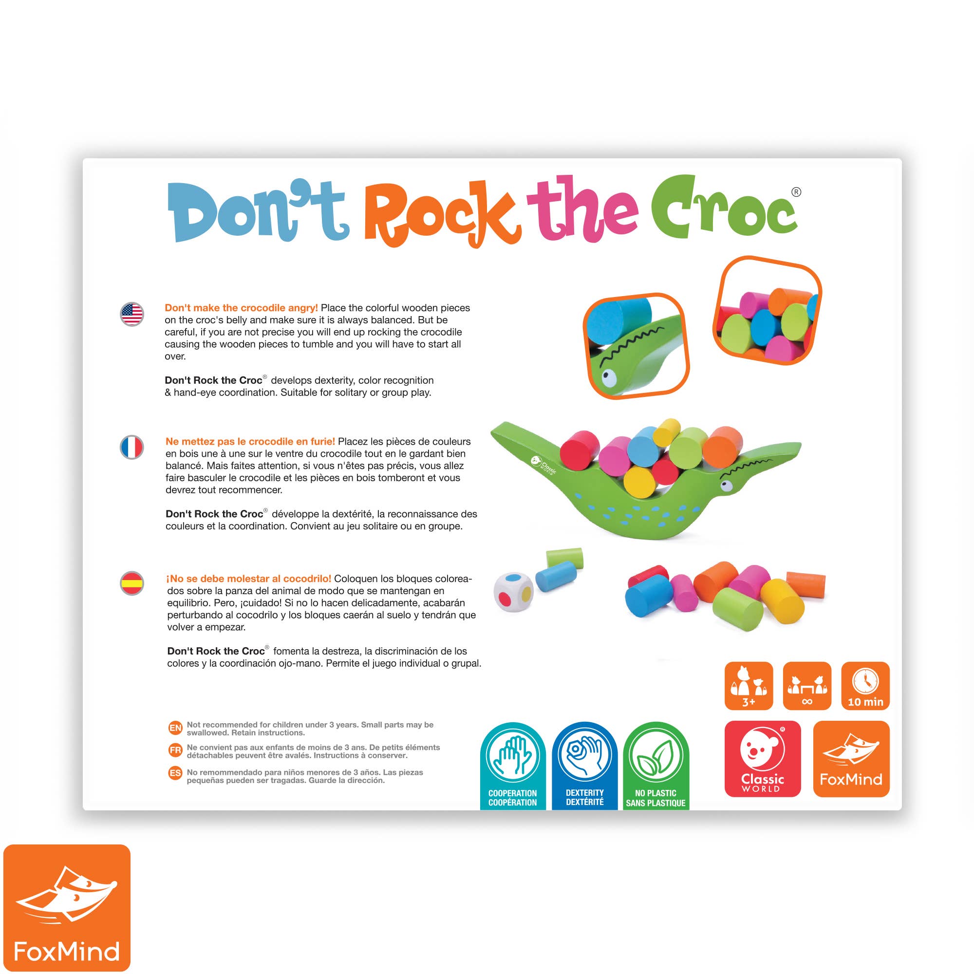 FoxMind - Vente Jouet en bois – enfant - Don't Rock The Croc2