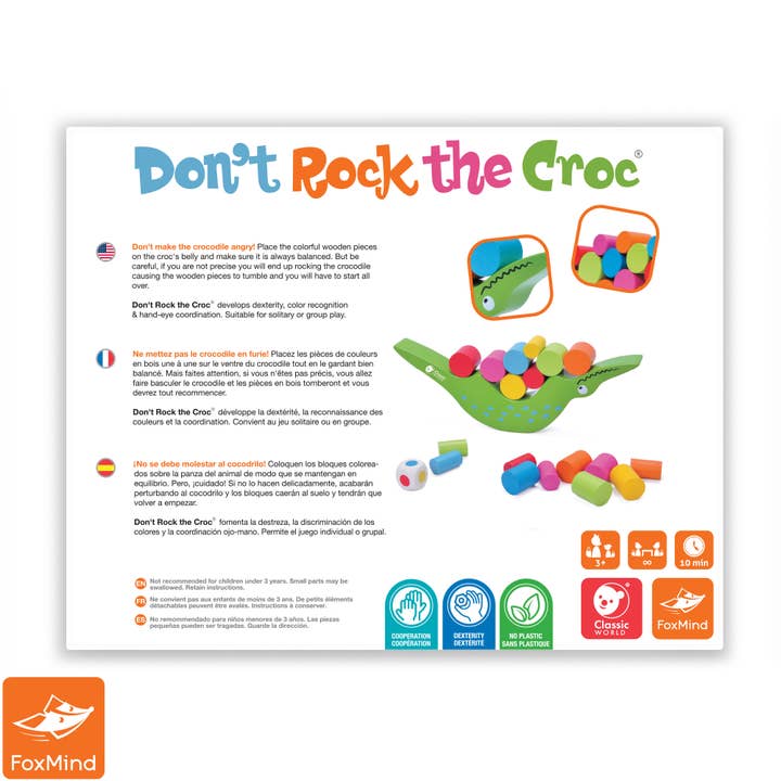 FoxMind - Wholesale Wood Toy - Kids - Don't Rock The Croc2