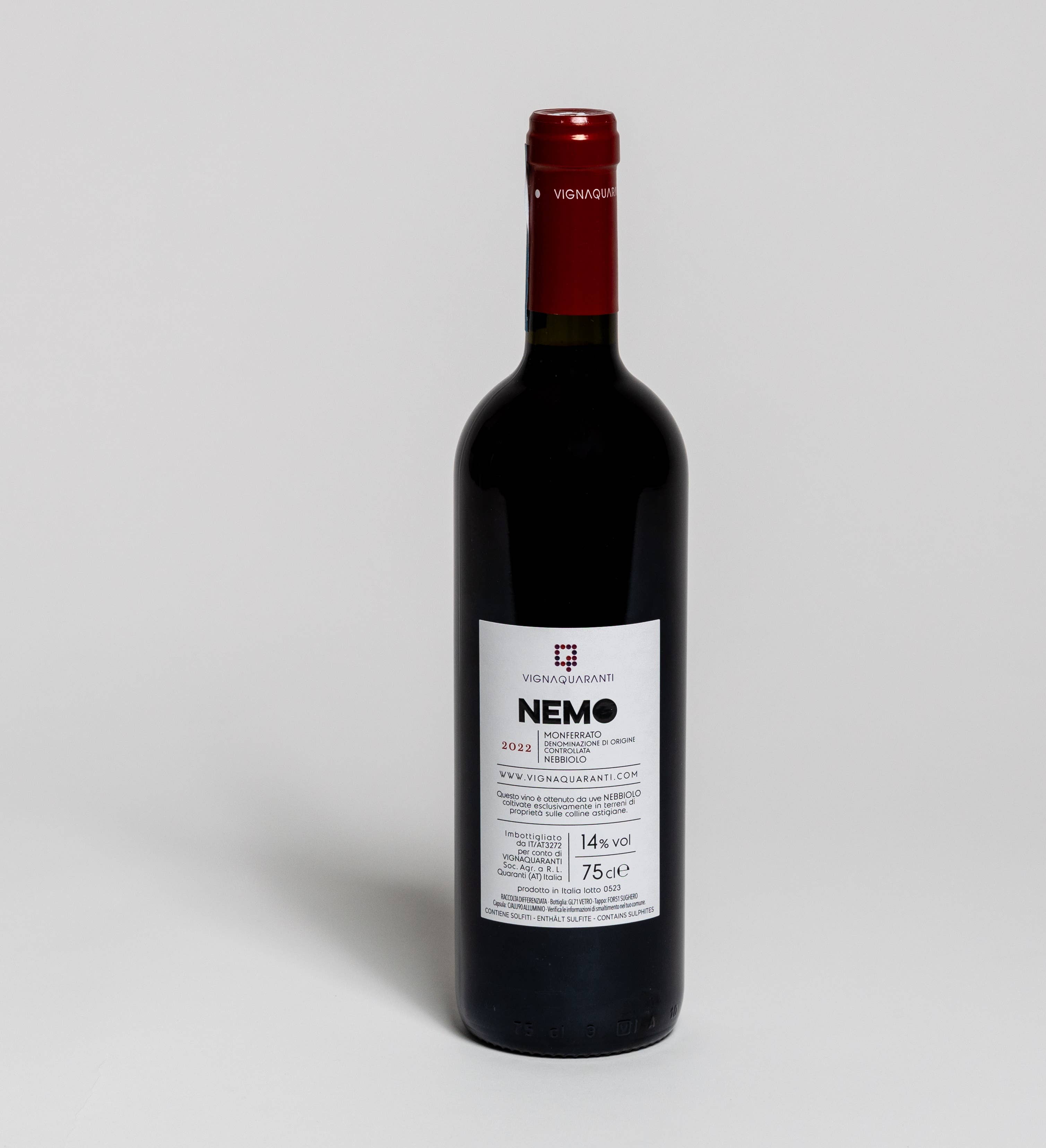 Vignaquaranti - Wholesale Red Wine - Nebbiolo Monferrato DOC  | Red dry wine | NEMO1