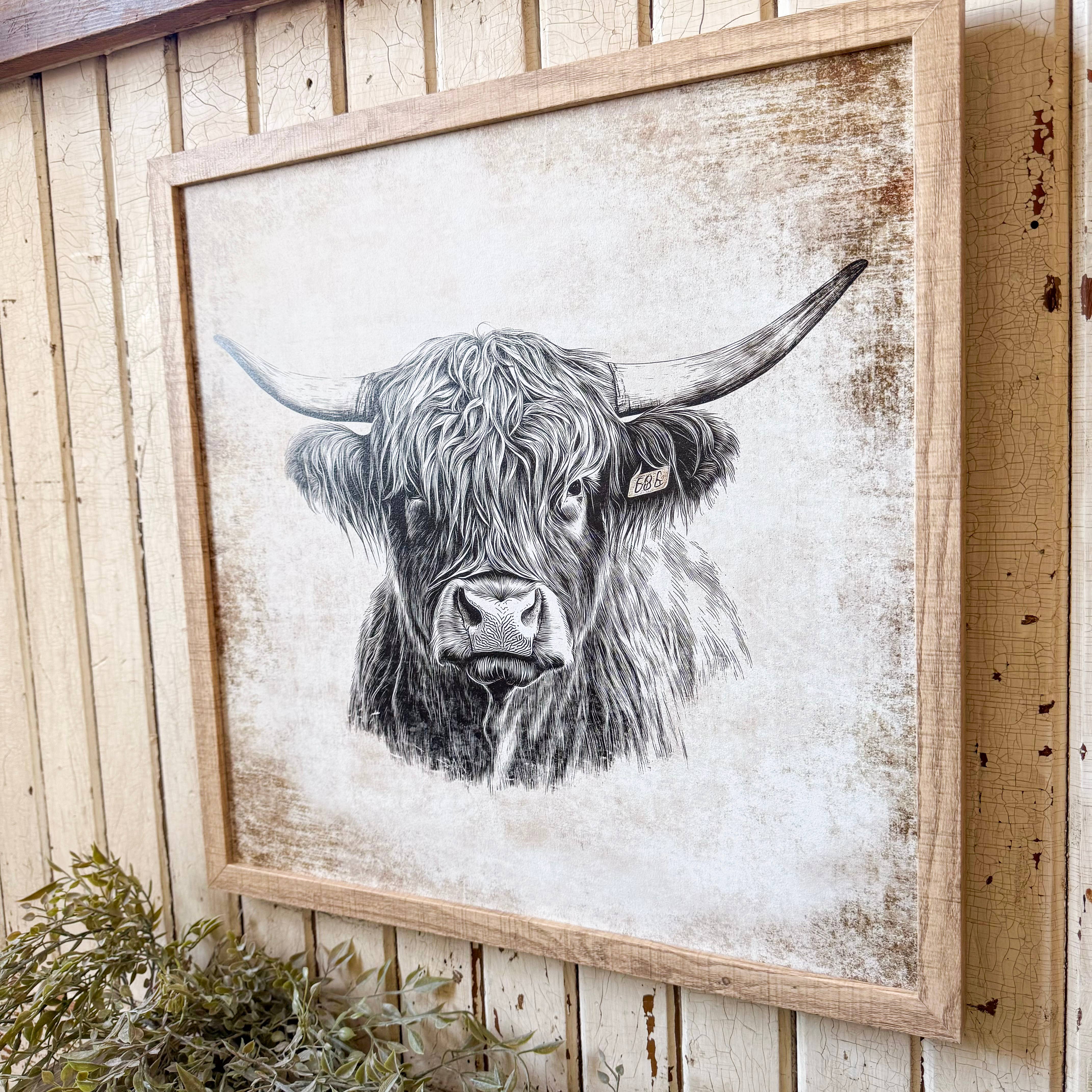 WillowBee Signs & Designs - Wholesale Sign - Neutral Highland Cow Wall Art Print1