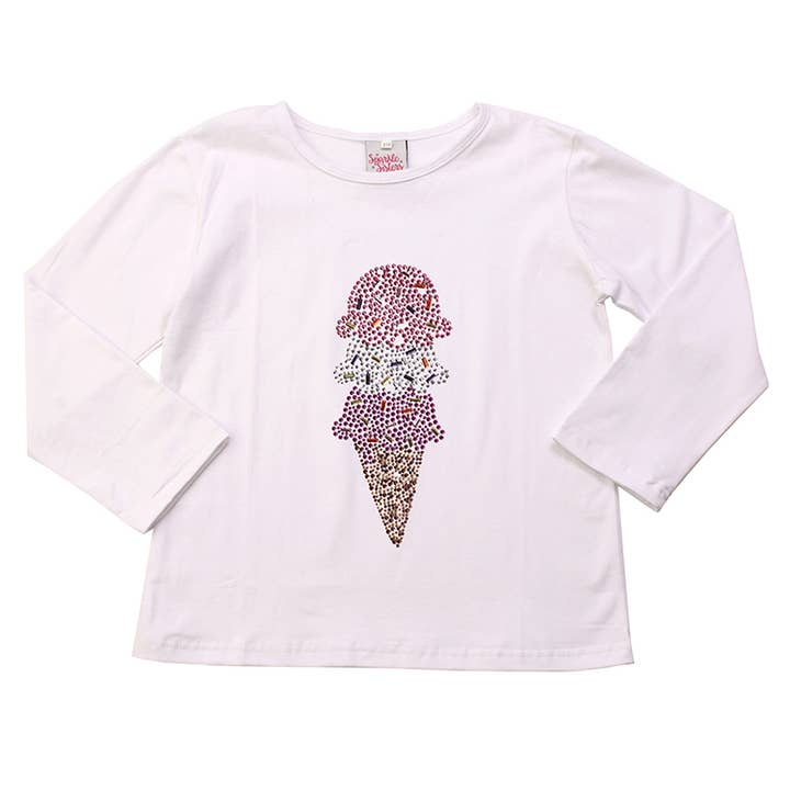 Studded Ice Cream Cone Long Sleeve Tee for wholesale by Sparkle Sisters by Couture Clips