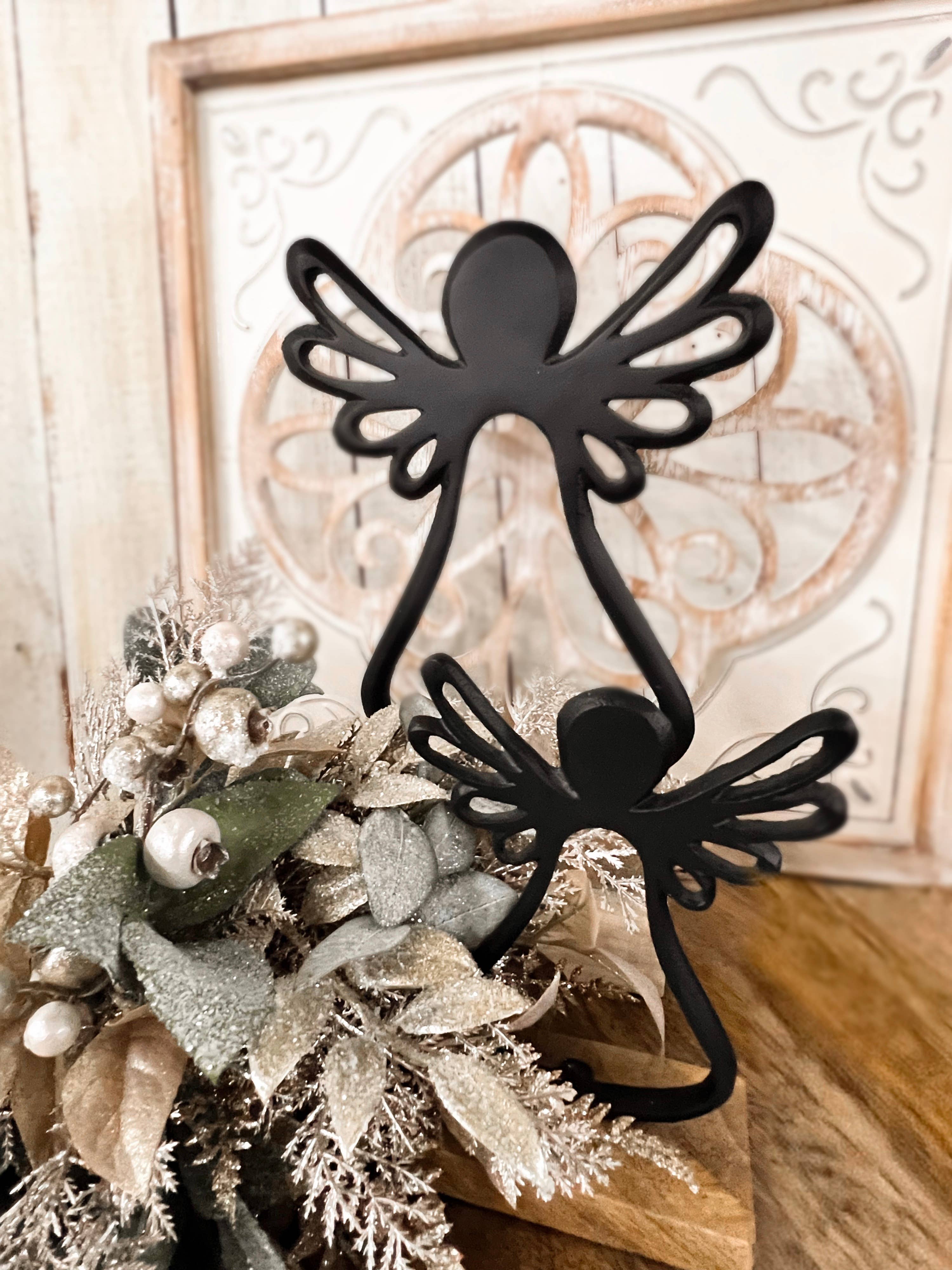 Wholesale Home Decor - Wholesale Wall Accent - Black Aluminum Angel 8x10in1