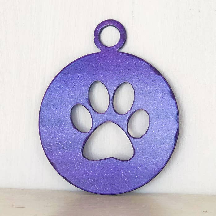 Paw Print Metal Christmas Tree Ornament-34 Colors | Handmade for wholesale by Good Vibes Metal