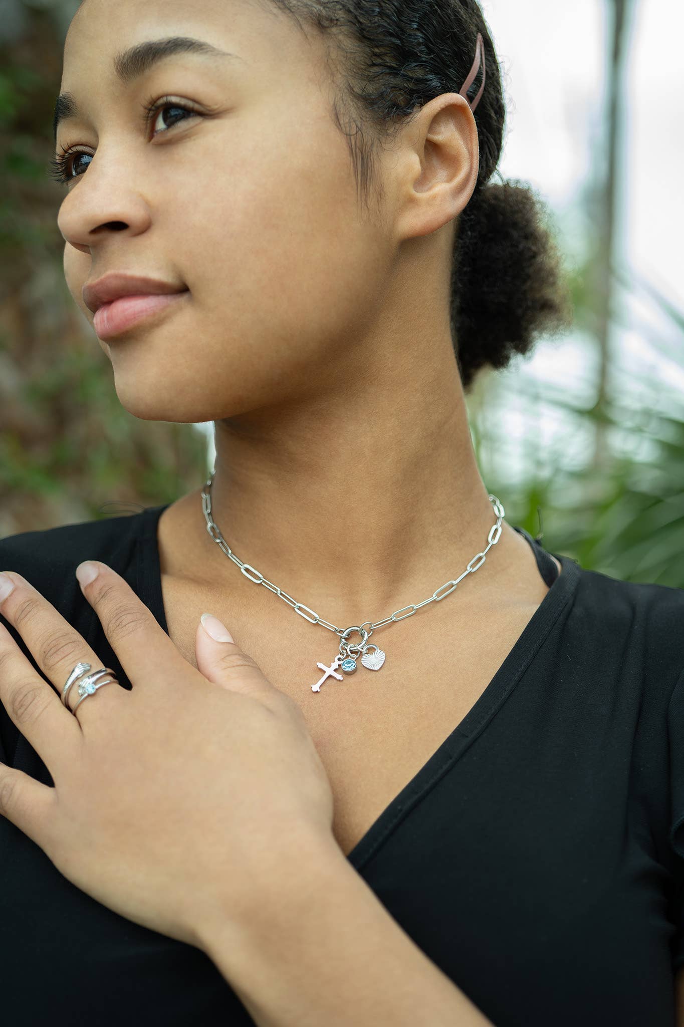 WJW - Wholesale Pendant/Charm Necklace - Stainless Steel Paperclip Carabiner Charm Holder Necklace21