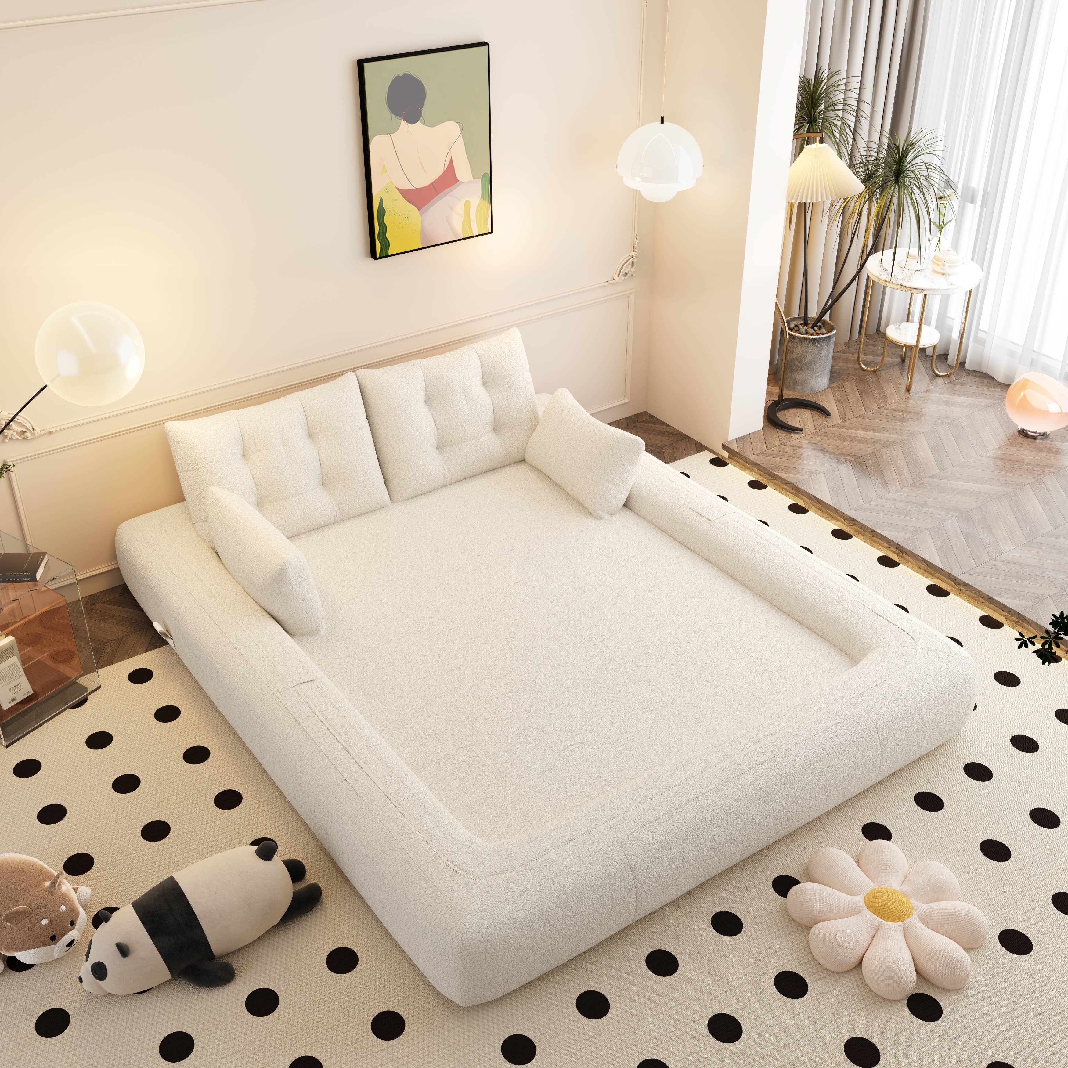 39F Inc. - Wholesale Sofa - 3-in-1 Foldable Teddy Sofa Bed w/Pillows 4 Colors24