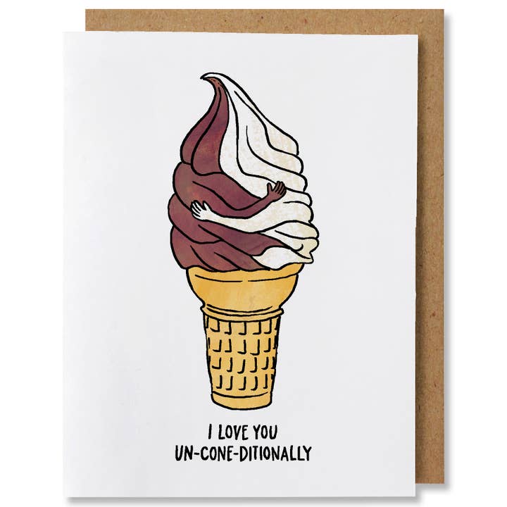 NANU Studio - Wholesale Love Card - I Love You Un-Cone-Ditionally - Illustrated Funny Love Card