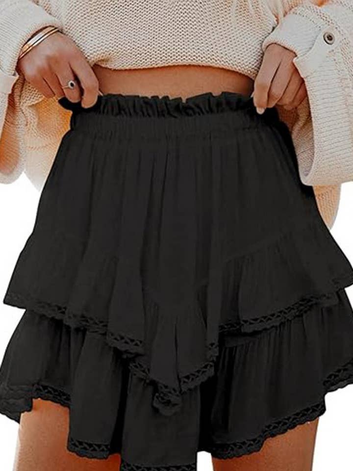 NINEXIS - Wholesale Skirt - Women's - CWBSS0455_HIGH WAIST LAYERED RUFFLE MINI SKIRT0