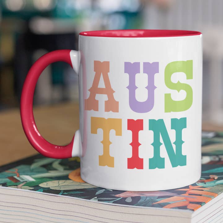 Custom Name Color Block Western Style Mug - Personalized for wholesale by With Love Louise
