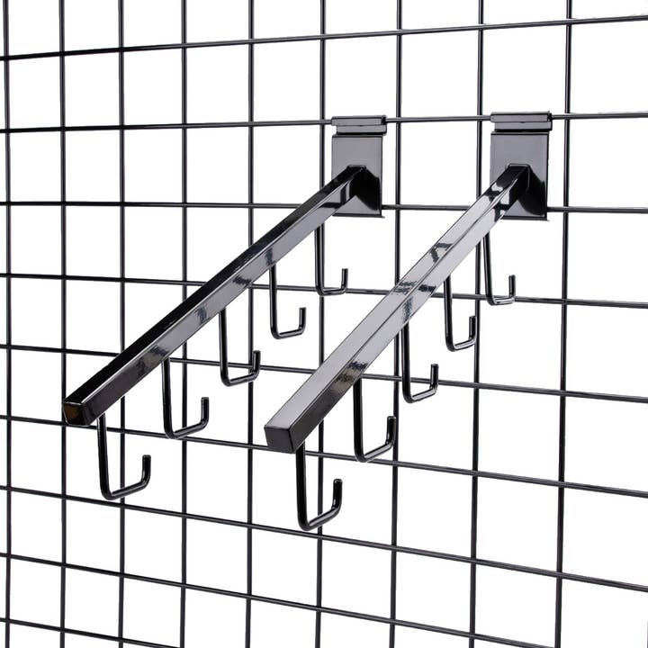 Store Supply Warehouse - Wholesale Retailer Display - Accessories - Black 5-J-Hook Waterfall Faceout For Wire Grid 5