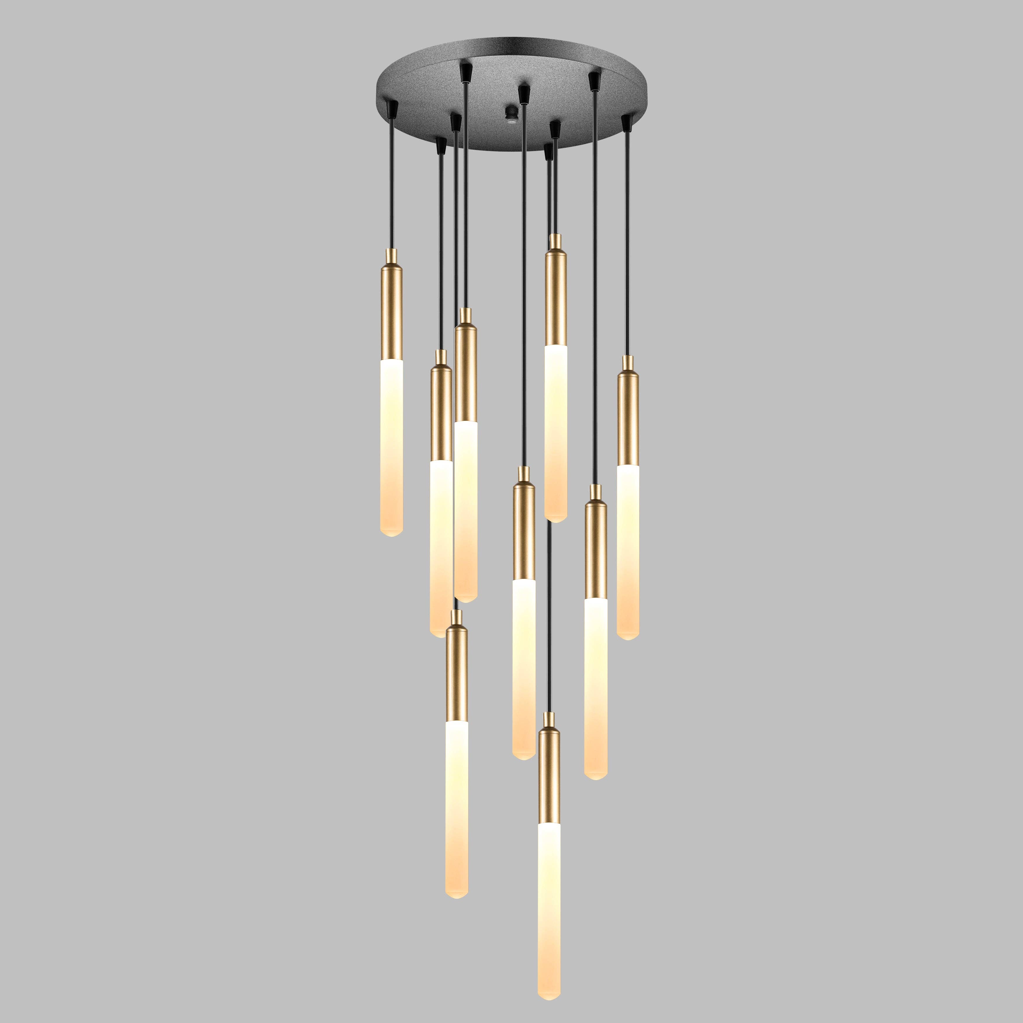 Eclipse Lighting – Engroshandel Lysekrone/pendellampe – LED-rør Moderne Multi Vedhængslampe til Trappe, Trappeopgang Lysekrone, Slankt Rør Vedhængslampe, 3 Etagers Vedhængslampe, Lysarmatur21