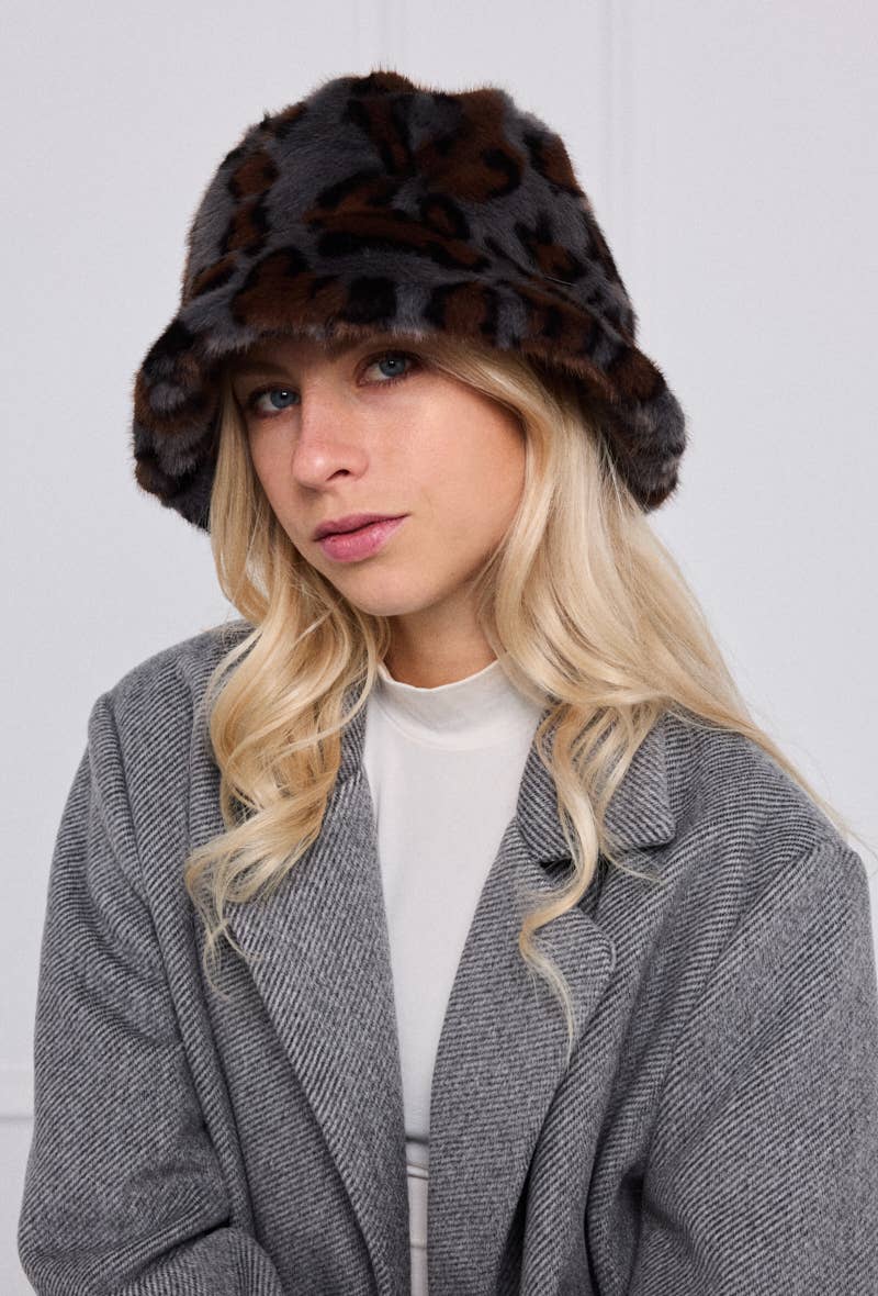 BYREN | ÉLINE L'ATELIER – Gorro - Mulher por atacado – Bob em pele falsa de leopardo MJ213SD7