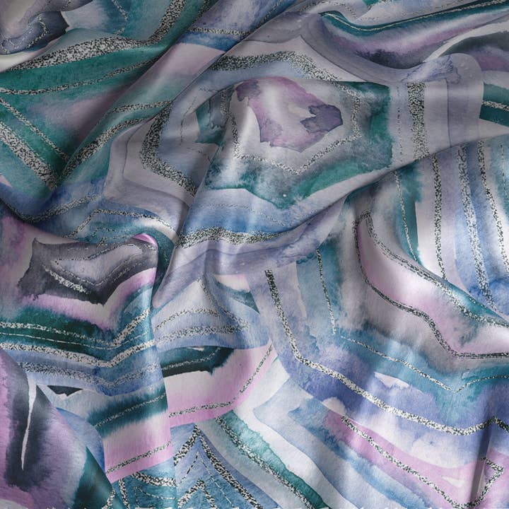 Foulard quadrato in seta blu agata per la vendita all'ingrosso da parte di Anna Rannestad Design AS