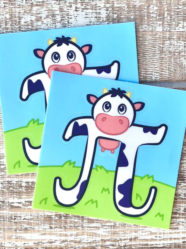 Math Cow Pi Silly Pi Day Funny Nerd Geek Vinyl Sticker for wholesale by Robyriker Designs