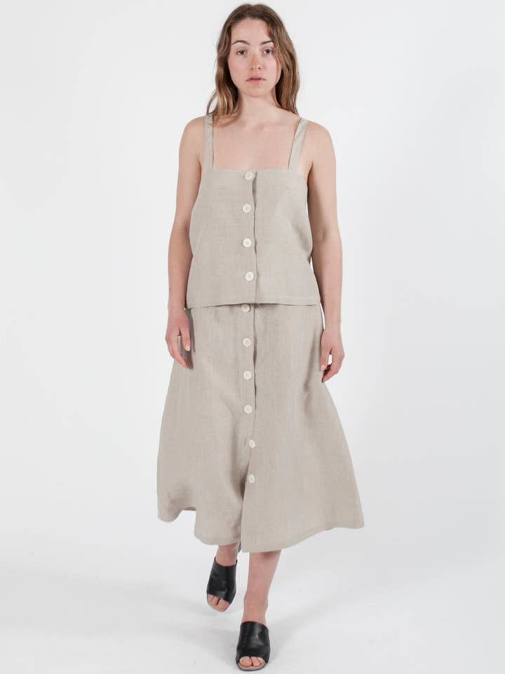 Hemp Linen Button Down Skirt for wholesale by Good Studios
