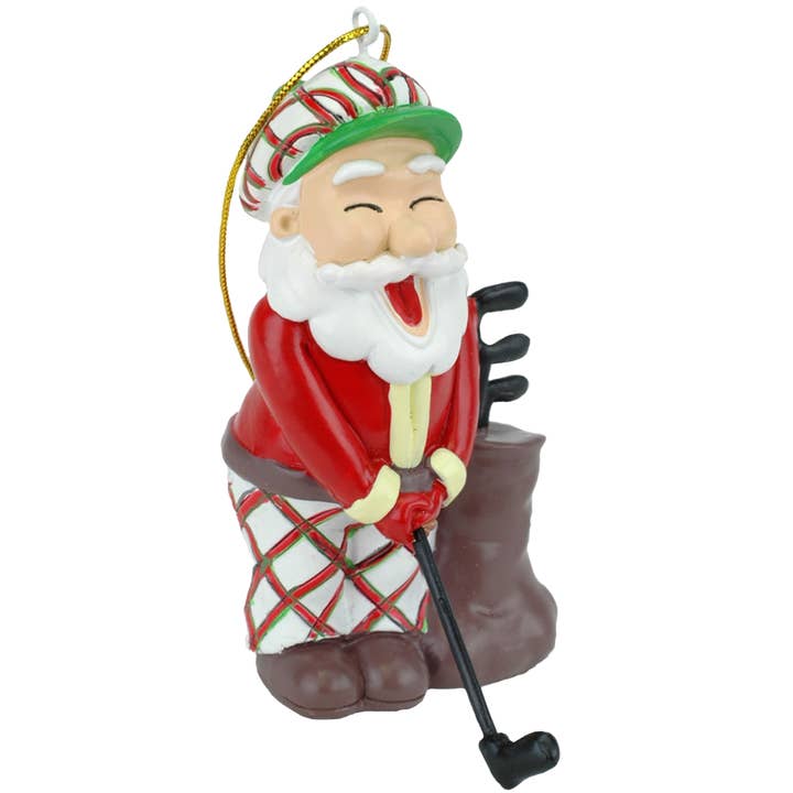 Ornamento di Natale Babbo Natale Golfista per la vendita all'ingrosso da parte di Tree Buddees
