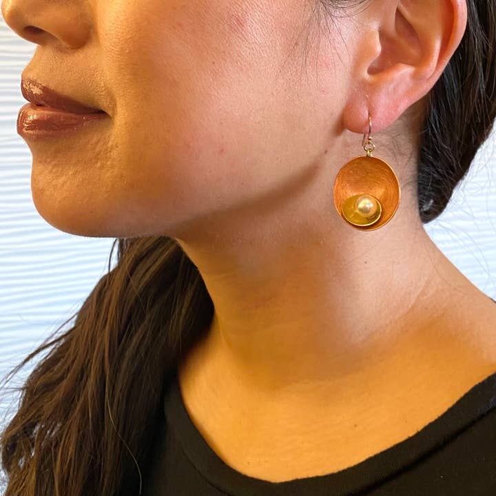 SPARK SMALL Perfect Go-To Mixed Metal Earrings with Metal and Accent Bead Options from the SCULPTURAL Collection for wholesale by Chick Boss LLC