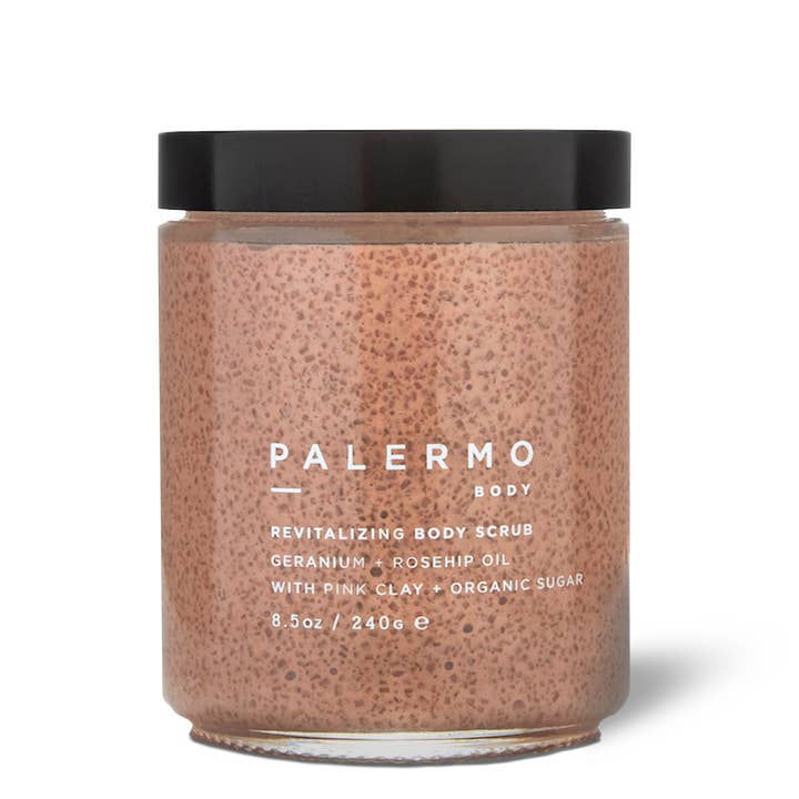 Palermo Body - Wholesale Body Scrub/Exfoliant - Revitalizing Body Scrub - Geranium + Rosehip Oil1