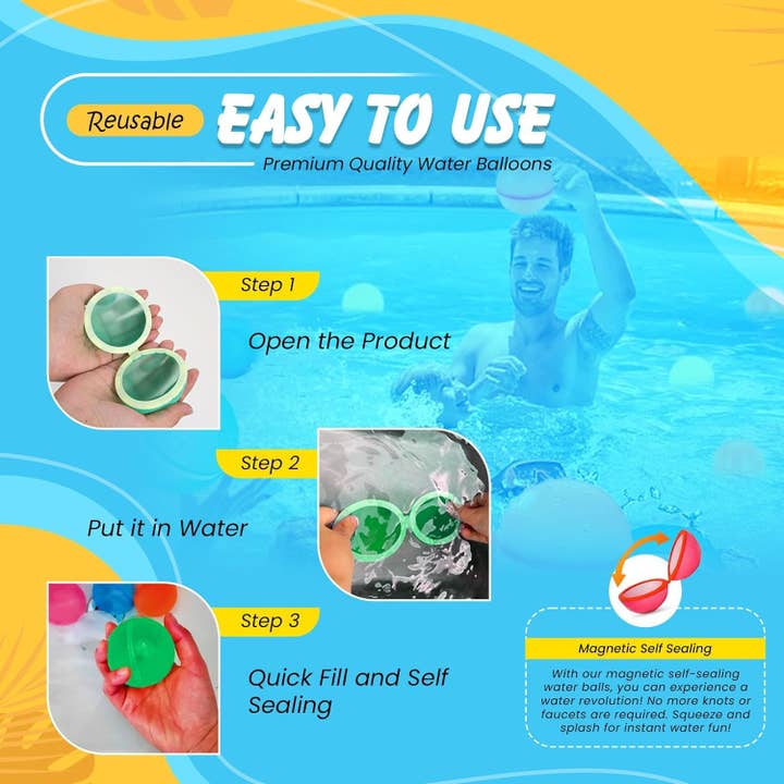 Lelaffet - Wholesale Beach/Pool Toy - Kids & Baby - Reusable Water Balloons For Kids | Magnetic Refillable Water5