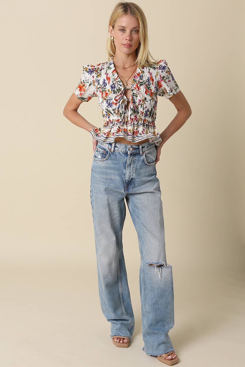 Arely Floral Smocked Top for wholesale on Faire3