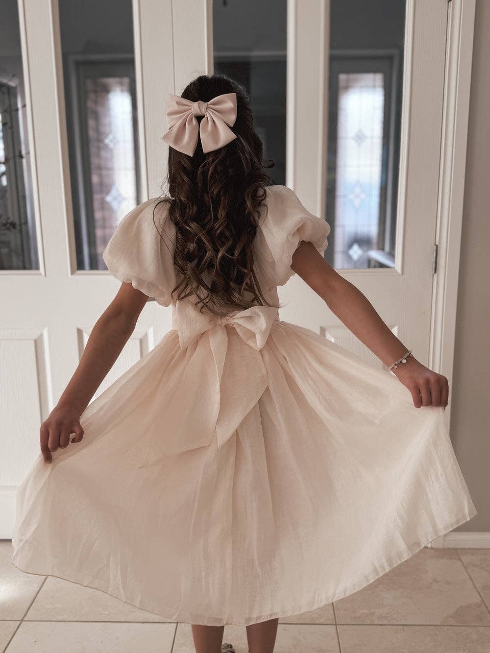 A Little Lacey - Wholesale Dress - Kids - Lucy Girls Champagne Midi Dress6