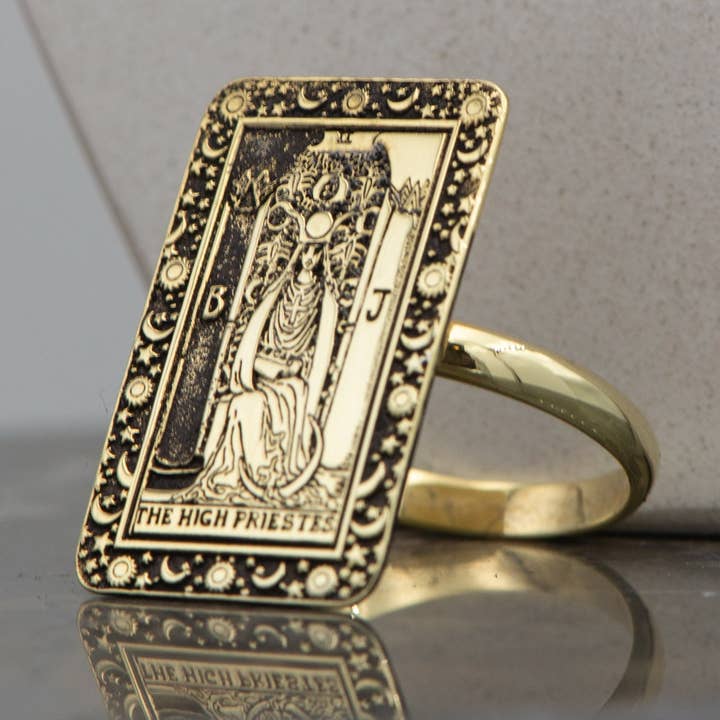 Tarotkaart van de hogepriesteres, gegraveerd 925 sterling zilver voor wholesale door DreamedBy