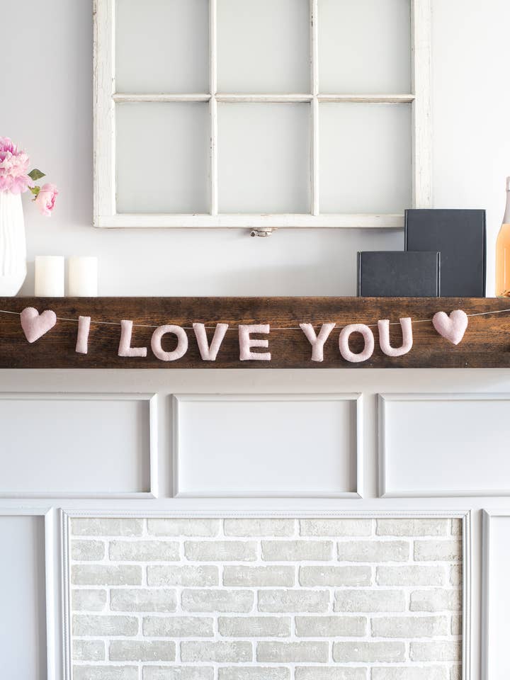 (Pink) I Love You Garland - Valentine's Decor - Nursery Room for wholesale by Nivas