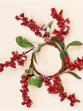 2.25" Id Snowy W/P Berry Candle Ring for wholesale by WORTH IMPORTS