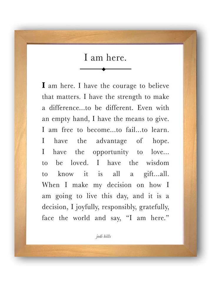 i am here ⎮ Words Art Print for wholesale by Studio J by Jodi Hills