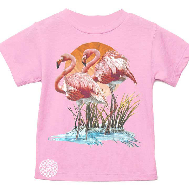 T-shirt 2 FLAMINGOS, rose clair (nourrisson, tout-petit, jeune, adulte) pour la vente par Micro Me