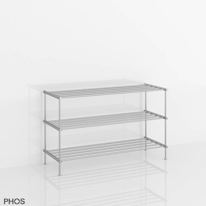 PHOS Design GmbH - Wholesale Shoe Rack - Solid stainless steel shoe racks, 30 cm deep, free-standing3