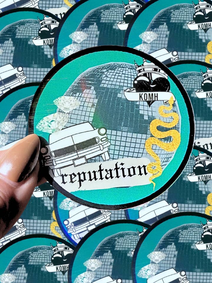 Tay Reputation holo vandtæt collage-klistermærke for engroshandel hos Typo Lettering Co