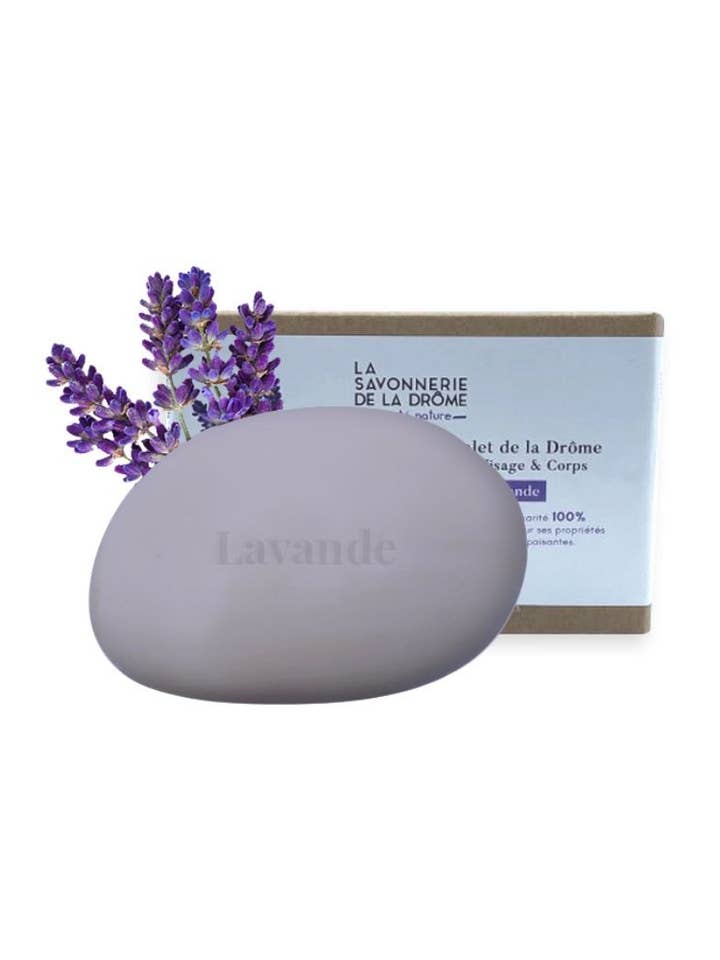 Drôme Pebble Shea 130 g With Lavender Case for wholesale by La Savonnerie de la Drôme