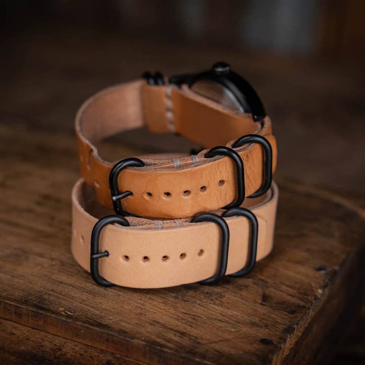 Craft and Lore - Vente Bracelet de montre – unisexe - Bracelet de montre en cuir N.A.T.O. naturel3