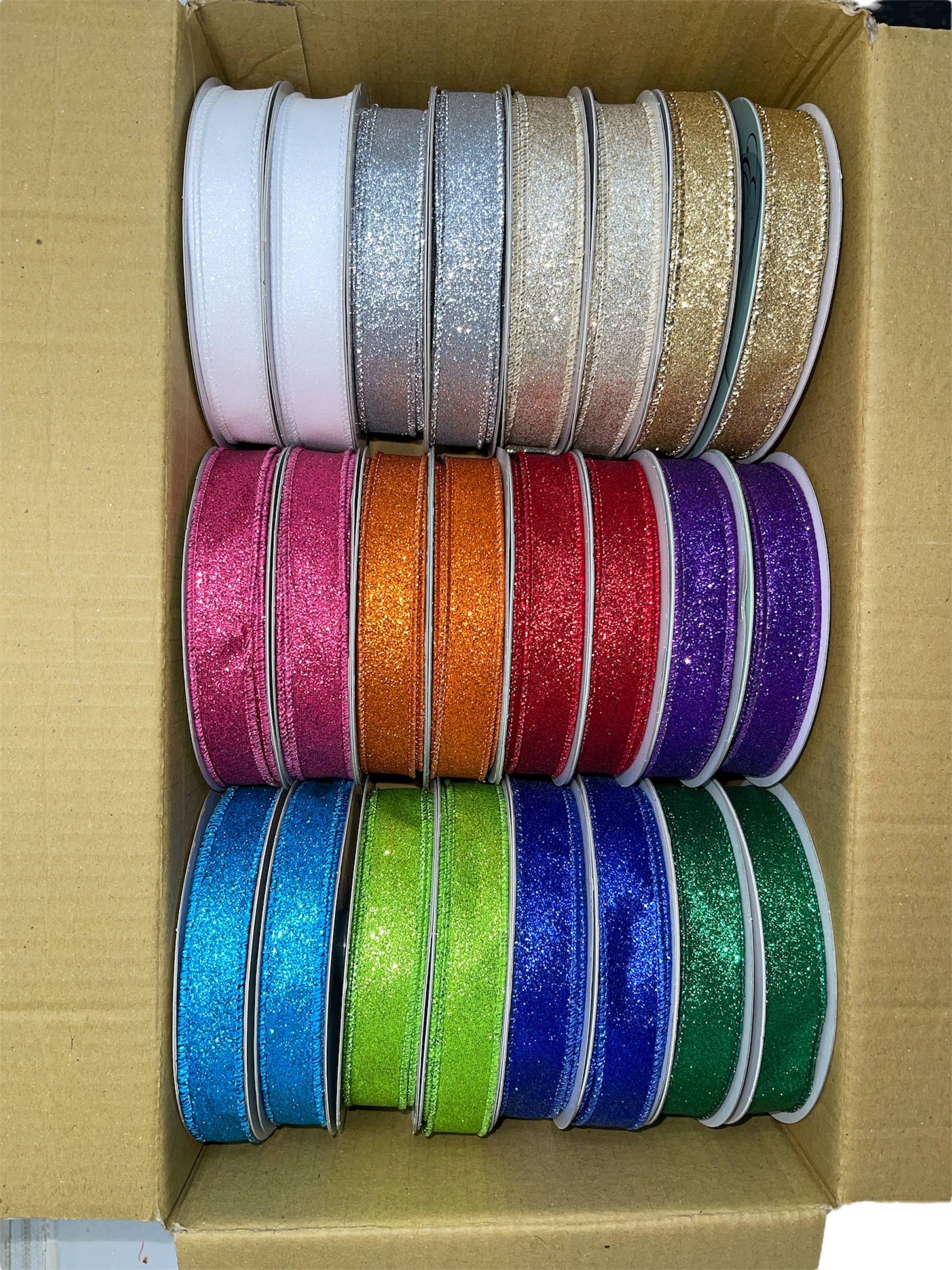 Thompson Wholesale - Wholesale Ribbon - Gift Wrapping - Sparkle ⅝" Wired Ribbon -- 24 Pack4