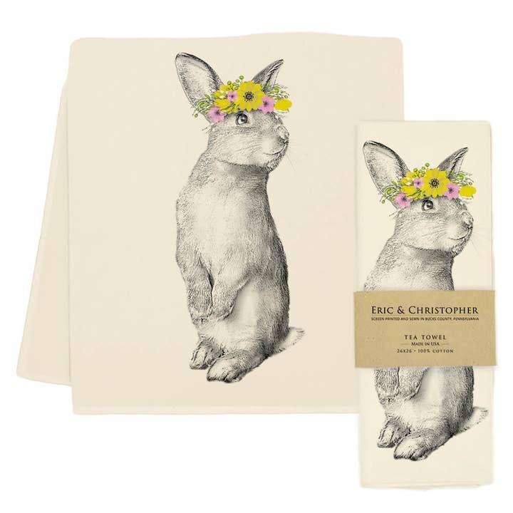 Eric & Christopher - Wholesale Tea towel - "Peaches" the Easter Bunny Tea Towel