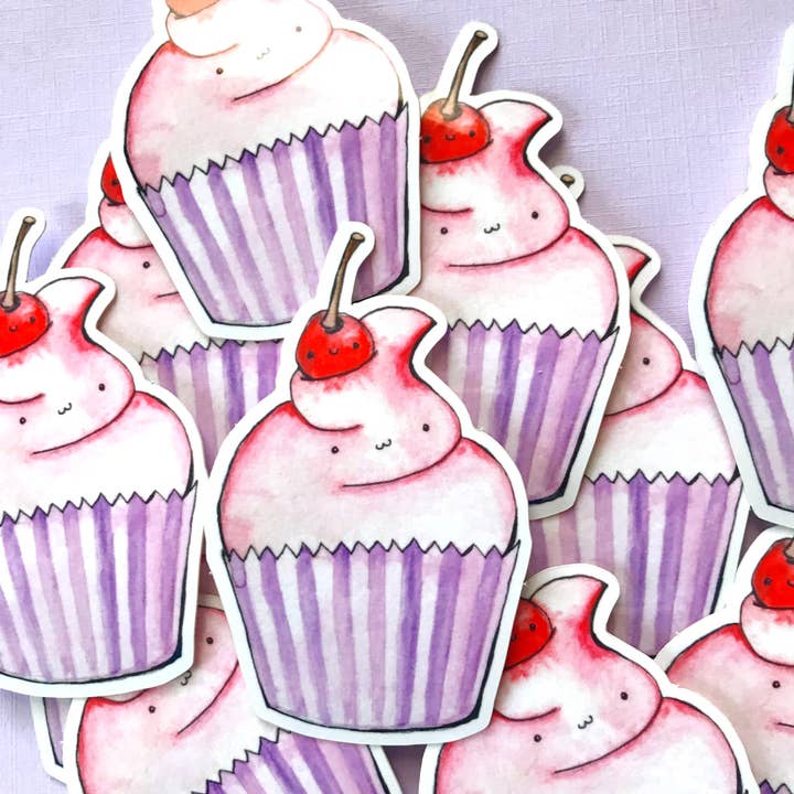 Cupcake and Cherry friend Sticker for wholesale by Avé Rivera Studio