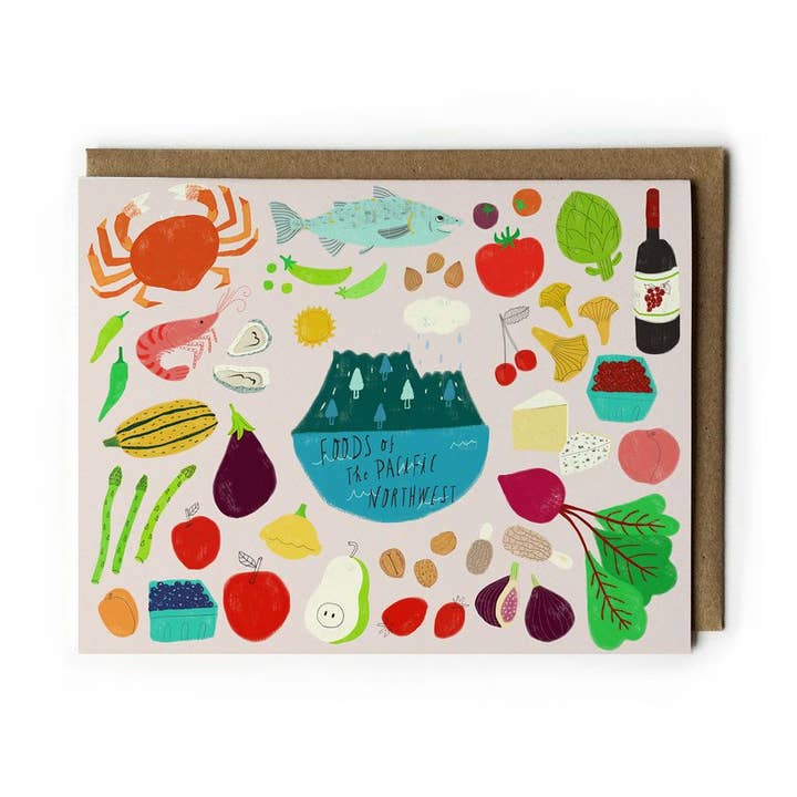 Carte de vœux Foods of the PNW pour la vente par Honeyberry Studios