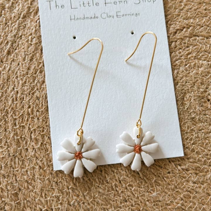 The Little Fern Shop - Wholesale Dangle Earrings - Long Wire Daisy Dangles1
