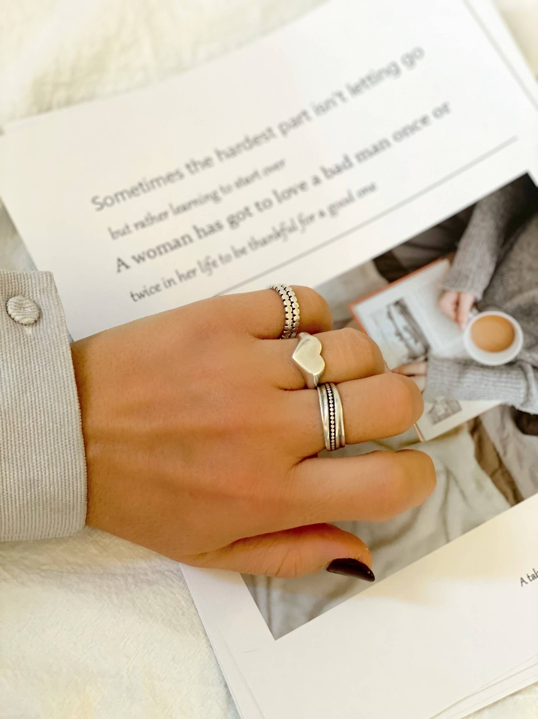 Christina Christi - Venta al por mayor Anillo de banda/apilable - Anillos de plata para mujer, anillos apilables, anillo de corazón, anillos anchos3