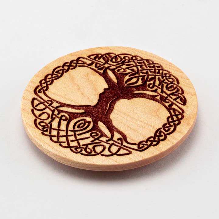 Engraved Wood Magnet, "Tree of Life" Design, Maple Wood for wholesale by Woodland Woodworx