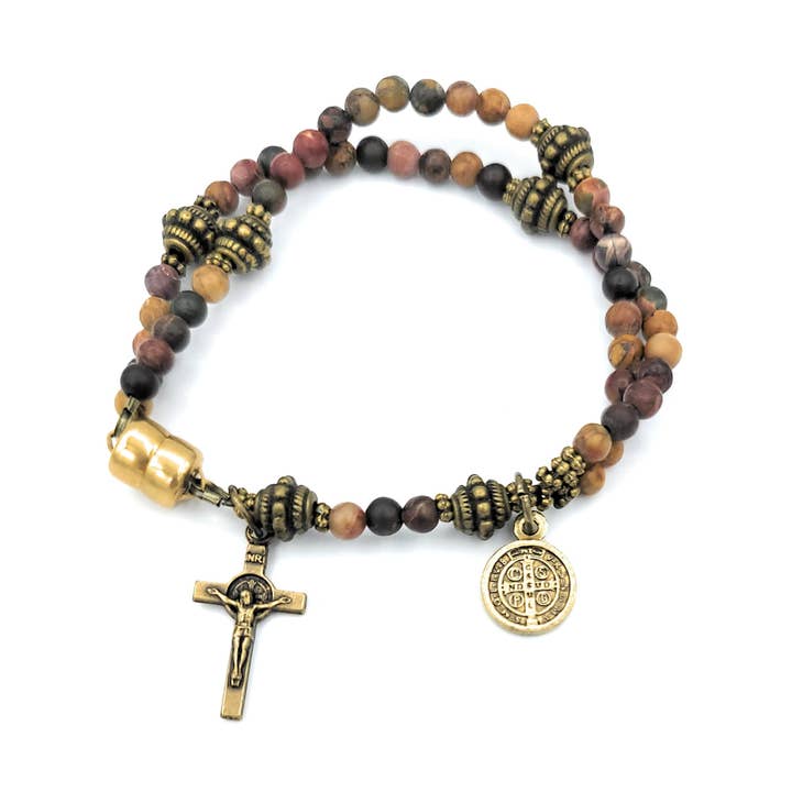 Red Creek Jasper Wrist Rosary for wholesale by MG Rosary