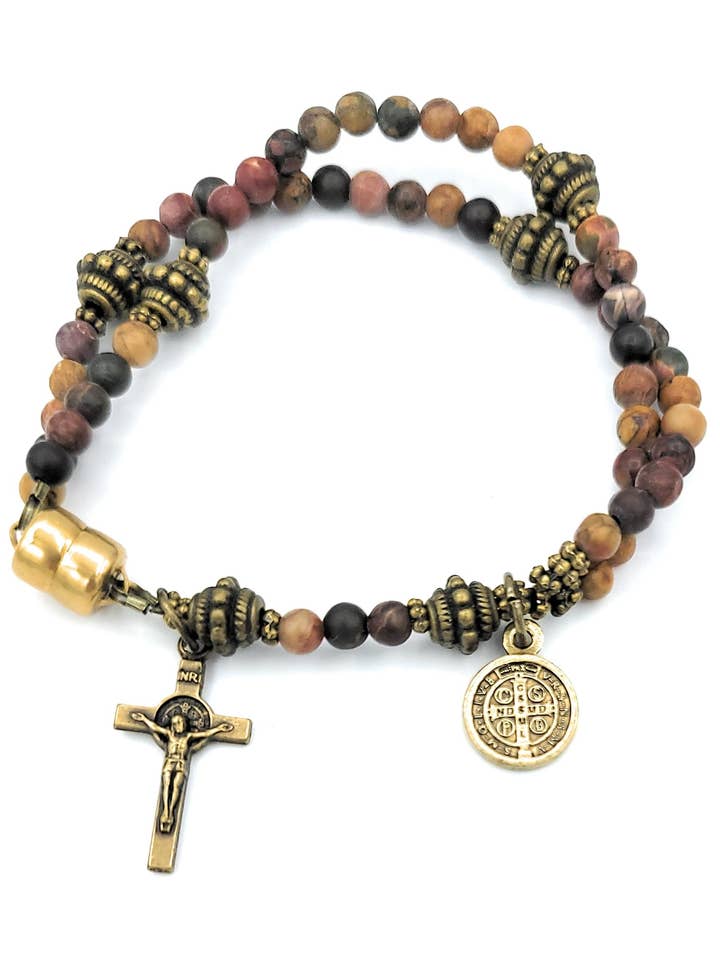 Red Creek Jasper Wrist Rosary for wholesale by MG Rosary