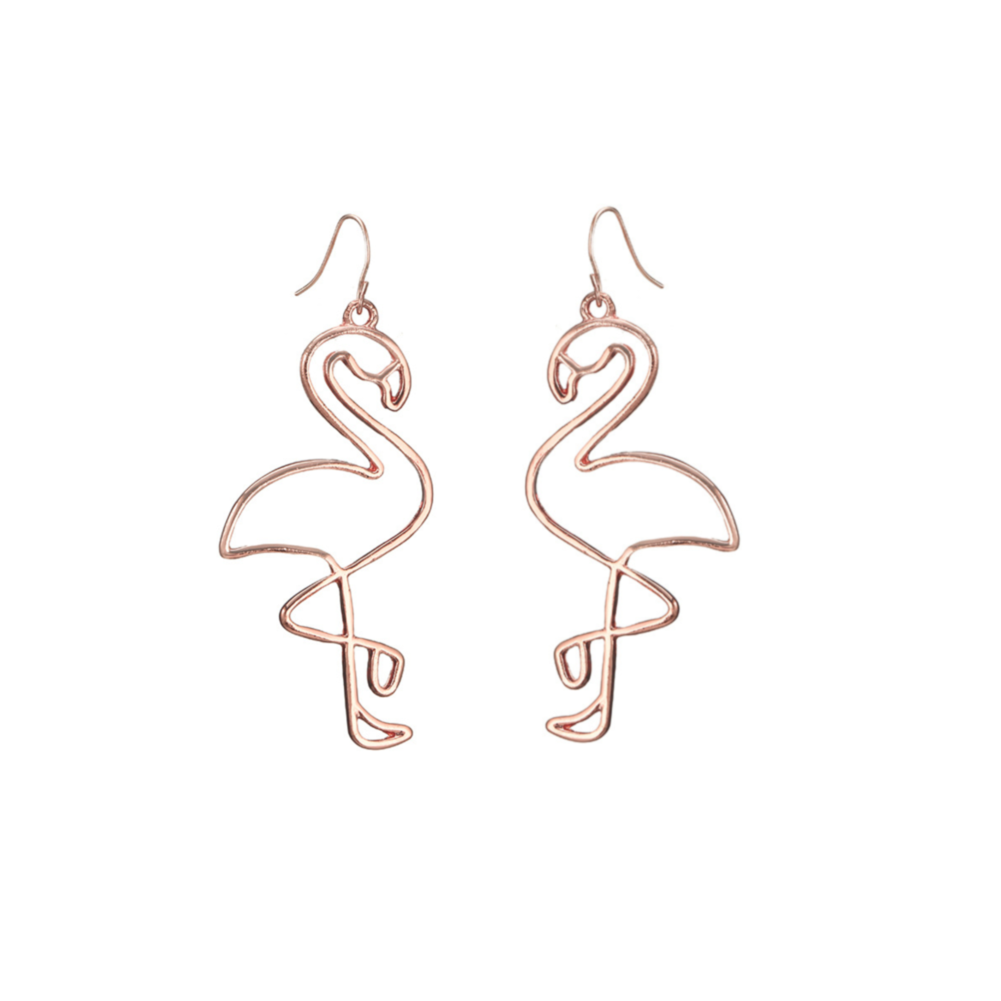 The Sleepy Cottage - Wholesale Dangle Earrings - Rose Gold Flamingo Earrings0